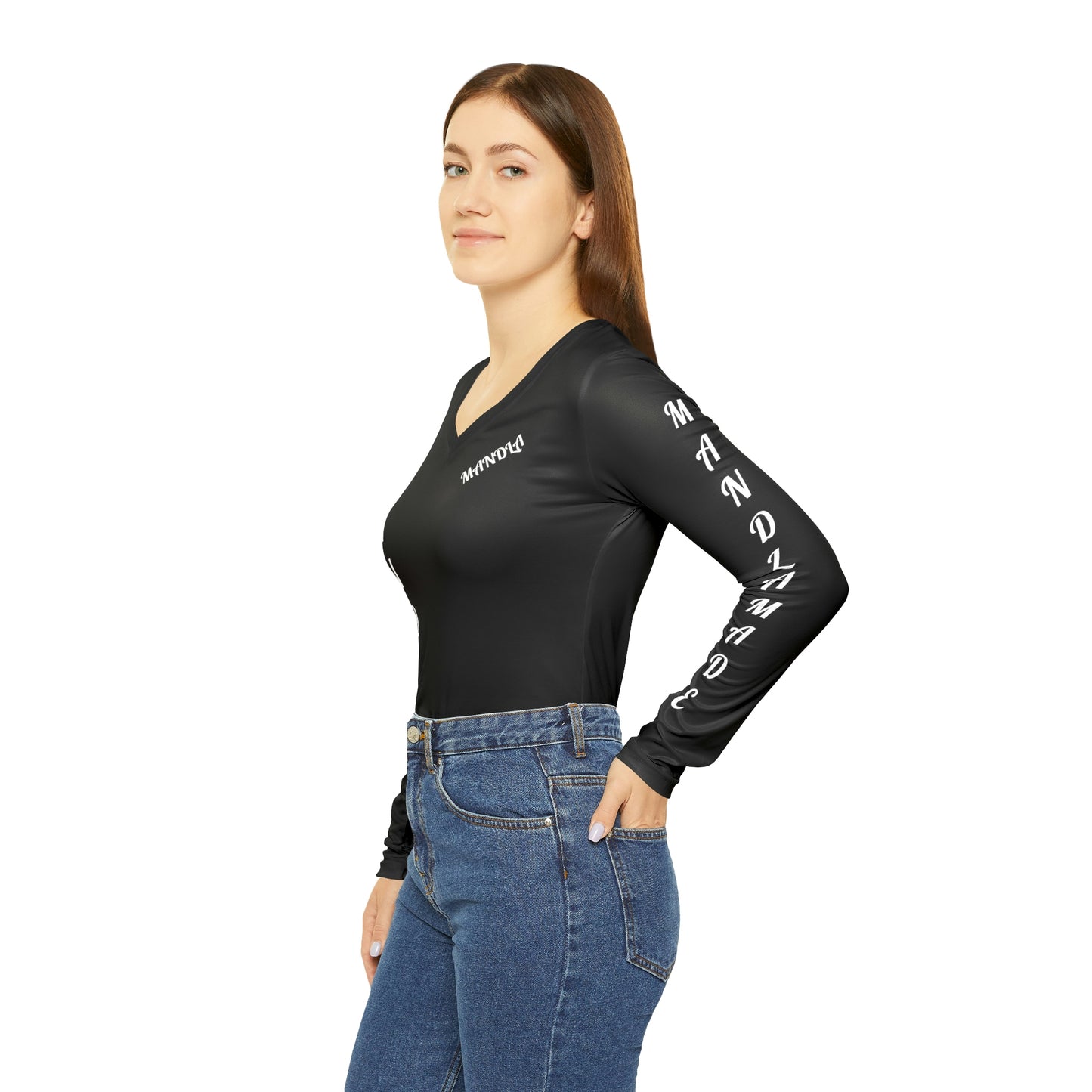 MM Blk Night Life Women's Long Sleeve V-neck Shirt