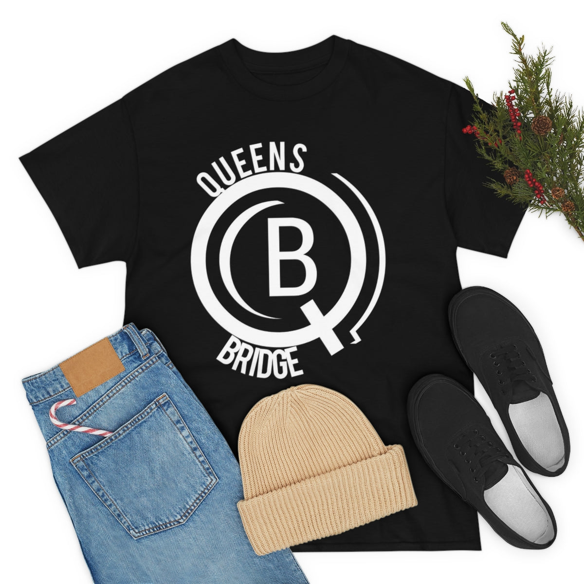 QUEENSBRIDGE BLK Cotton Tee