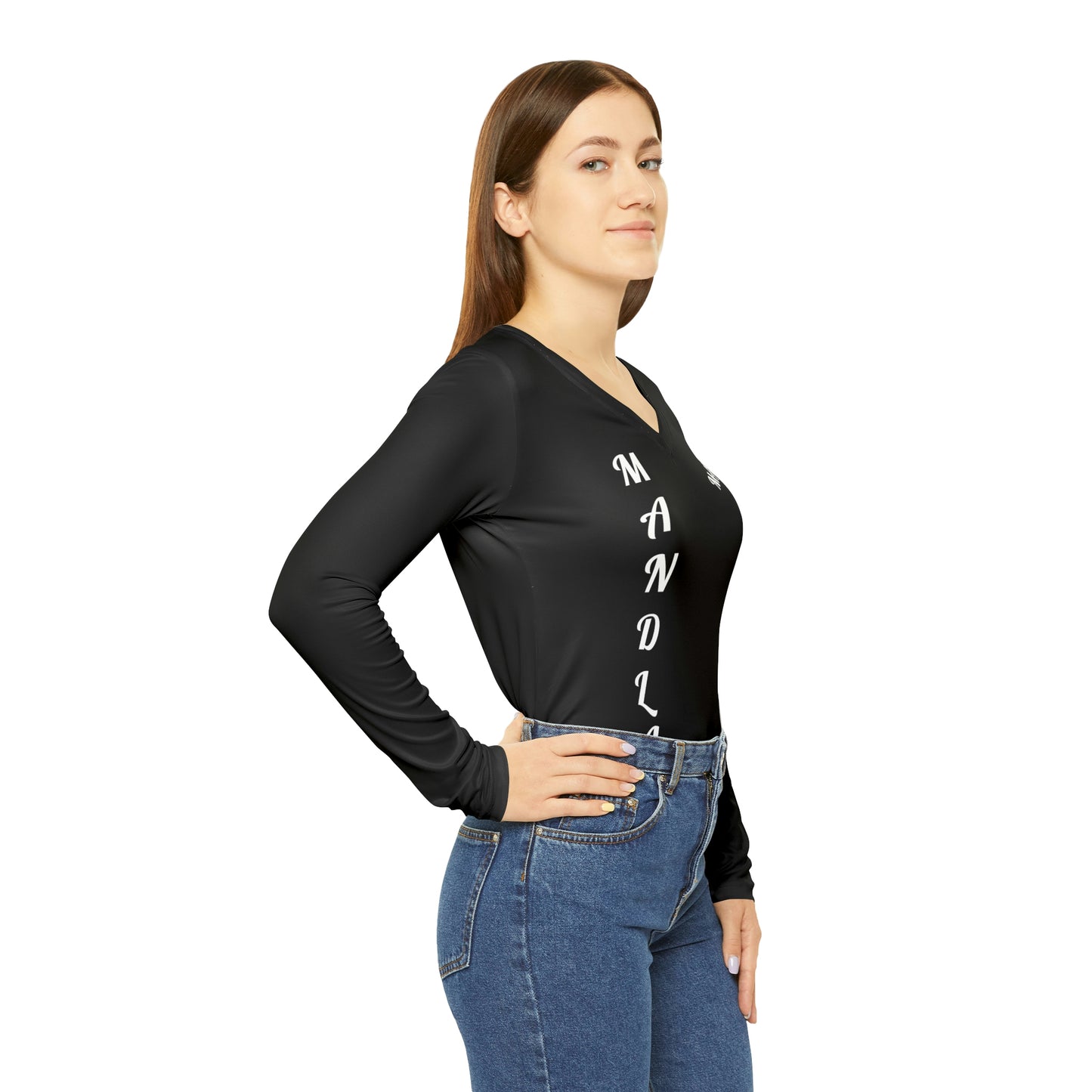 MM Blk Night Life Women's Long Sleeve V-neck Shirt